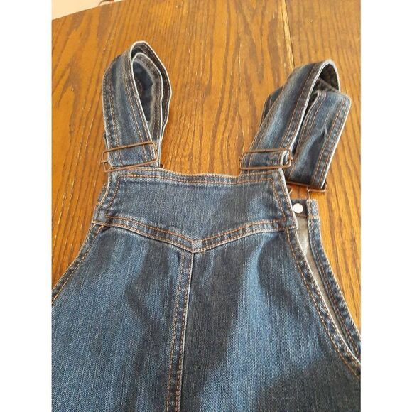 Jr Junior Size 11 True Craft Denim Overall Shorts Romper Blue Jean Distressed - Picture 5 of 5